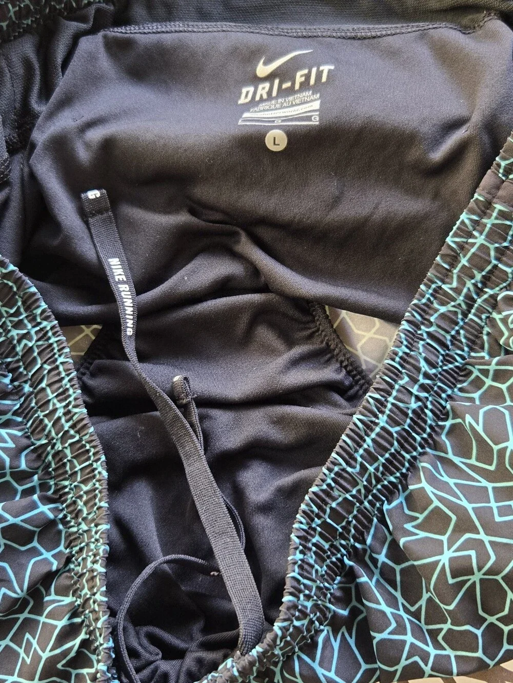 Nike Women's Black Shorts with Neon Green Pattern
